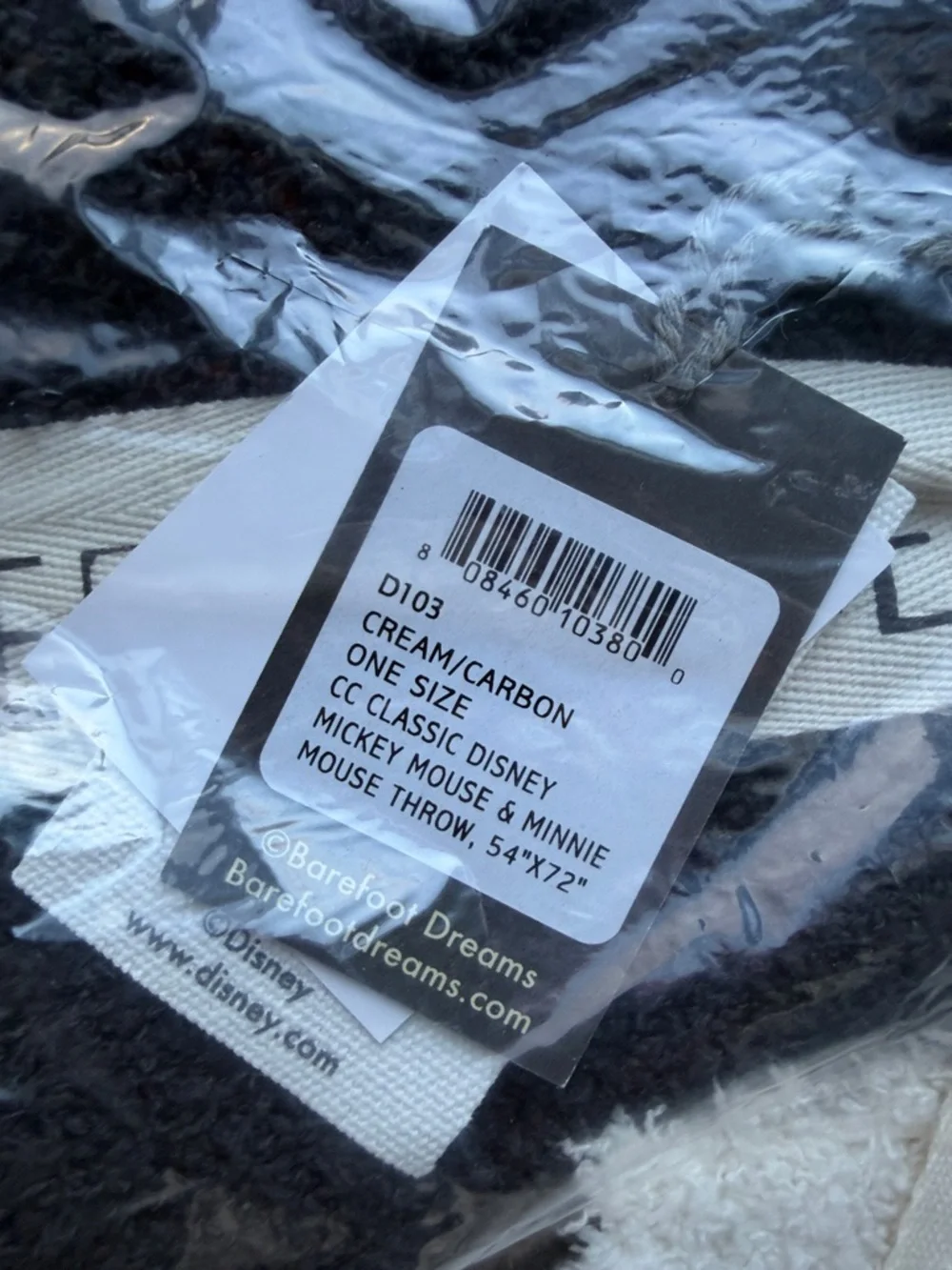 NWT Barefoot Dreams CozyChic Classic Mickey & Minnie Mouse Throw Cream/Carbon